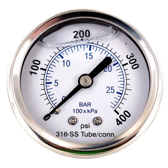 Water Pressure Gauge 400 PSI, 1/4″ MPT, 2.0″ Plastic Dial, SS Case