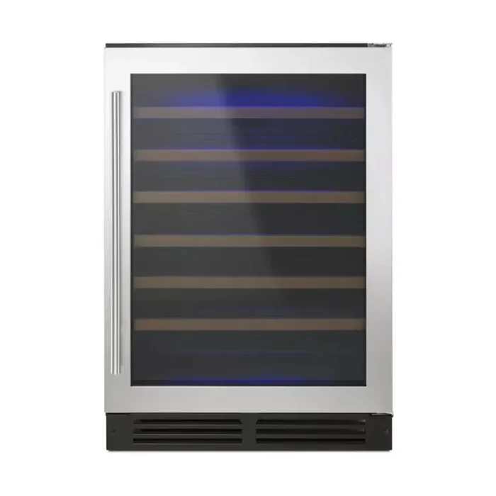 Whirlpool WUW35X24DS 24 Inch Under Counter Wine Center with 51-Bottle Capacity, 6 Shelves, Single Zone Temperature Storage and LED Interior Lighting