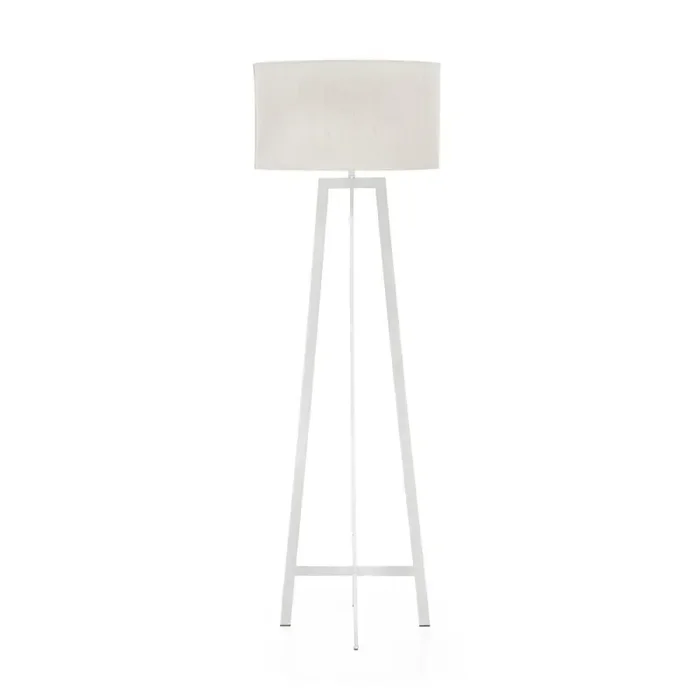 White 4-Leg Floor Lamp w Linen Shade