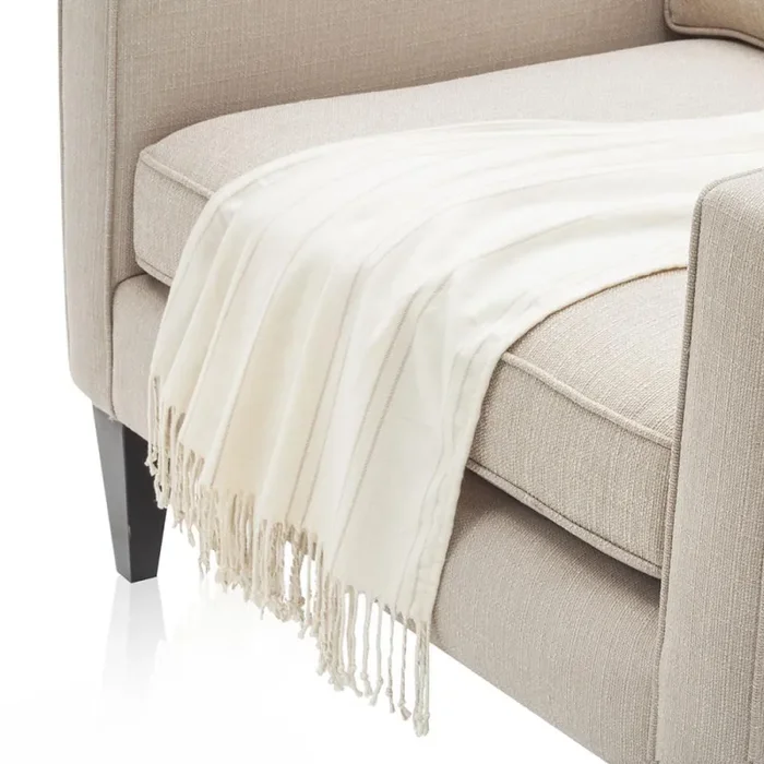 White and Tan Double Stripe Throw Online now