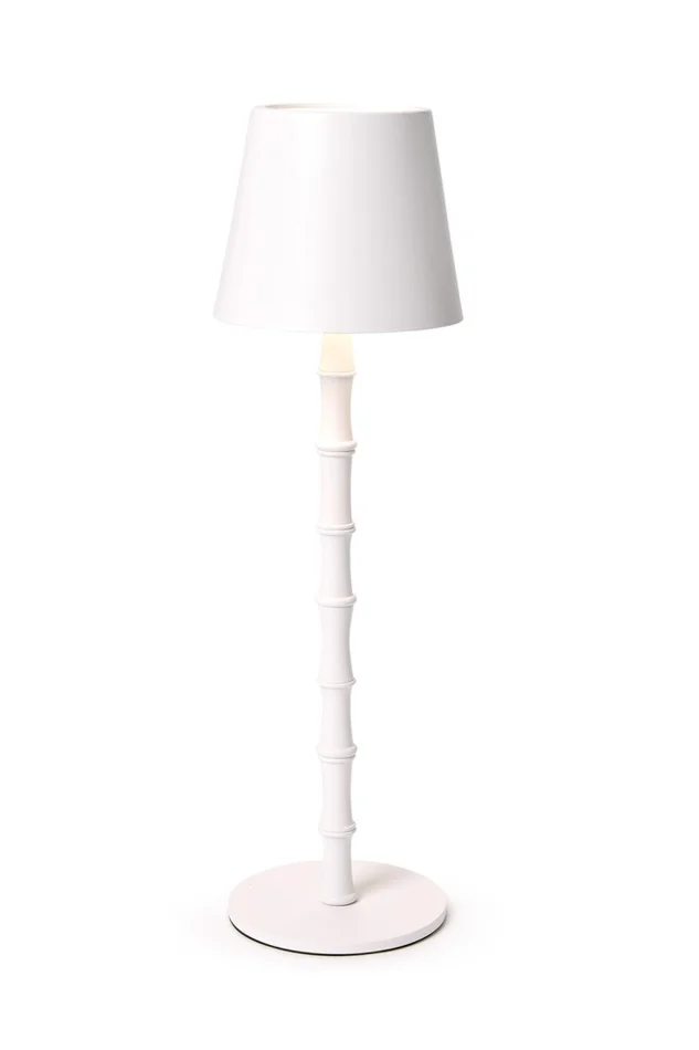 WHITE BAMBOO TABLE LAMP CORDLESS/LED