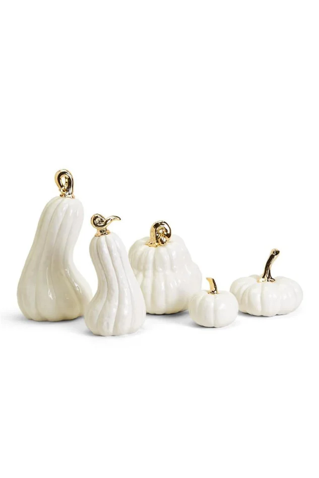 White Pumpkin With Gold Stem-XL