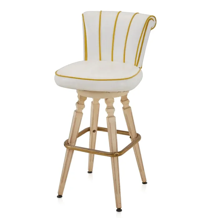 White with Yellow Trim Barstool Sale