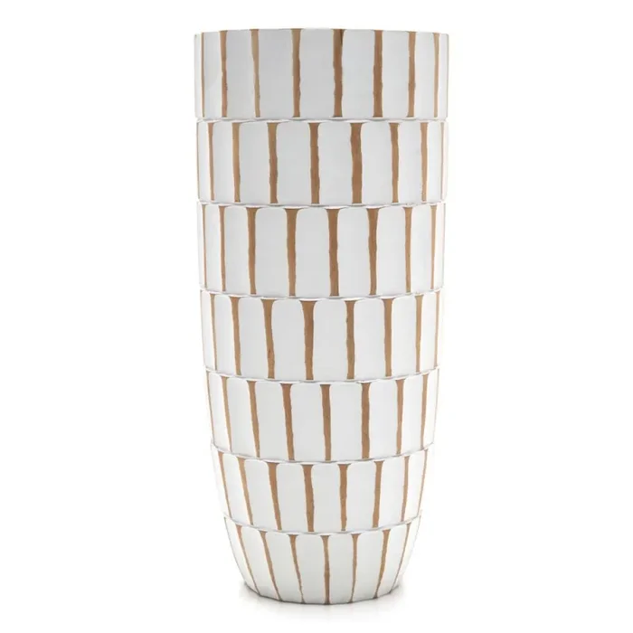 White Wooden Graphic Tall Vase (A+D)
