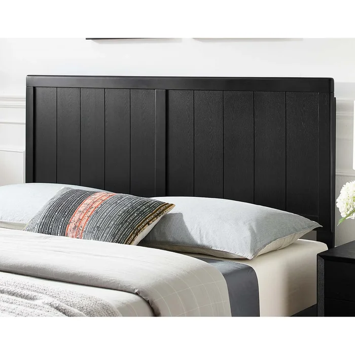 Widman Country Style King Size Black Wooden Headboard