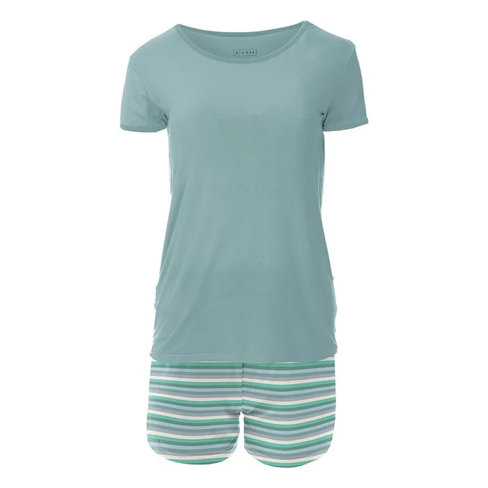 Women’s Fitted Pajama with Shorts – April Showers Stripe