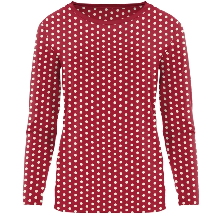 Women’s Loosey Goosey Tee (Long Sleeve) – Candy Apple Polka Dots