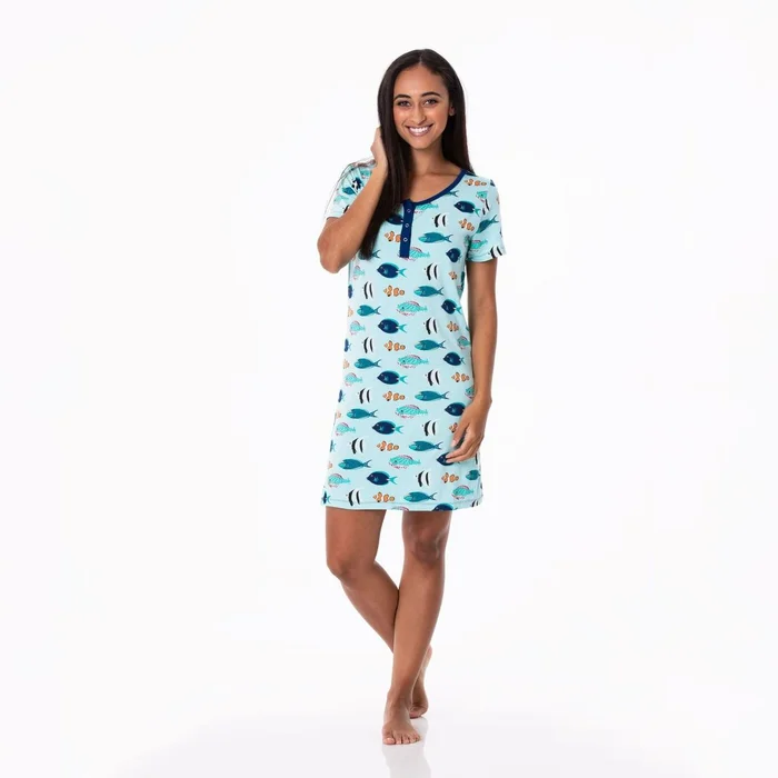 Women’s Nightshirt (Short Sleeves) – Tropical Fish