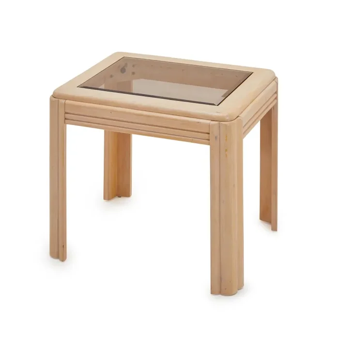 Wood & Glass Mid Century Light Side Table