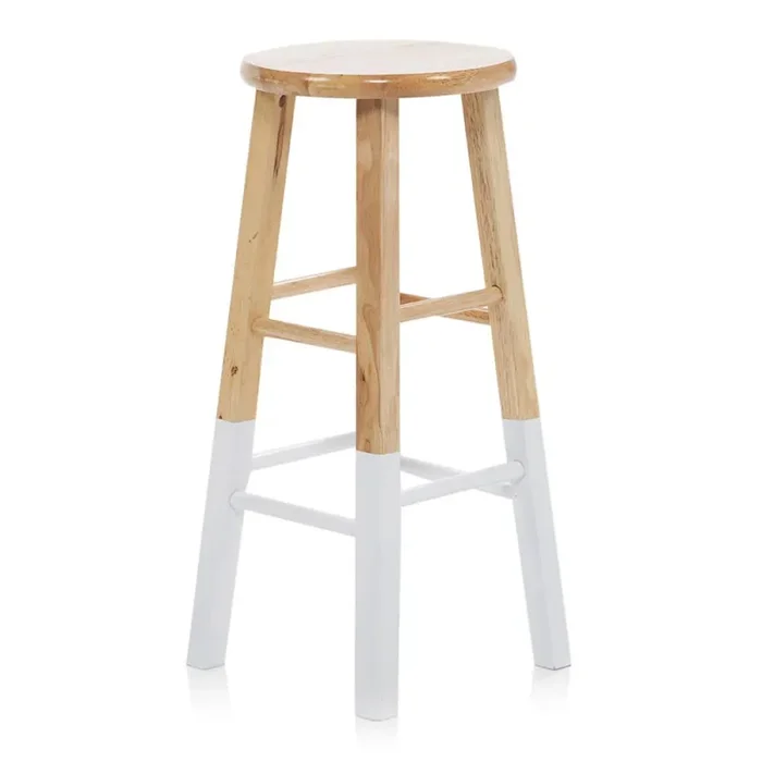 Wood Stool with White Dipped Legs