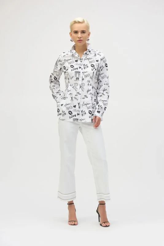 Woven Conversational Print Fit and Flare Blouse