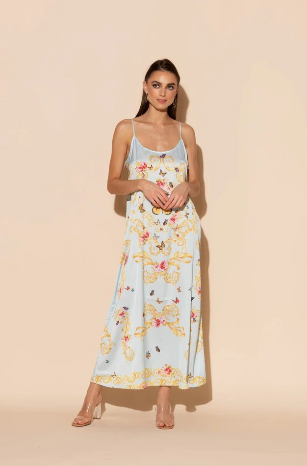 Wrap Up By Vp Long Pink Butterfly Chemise