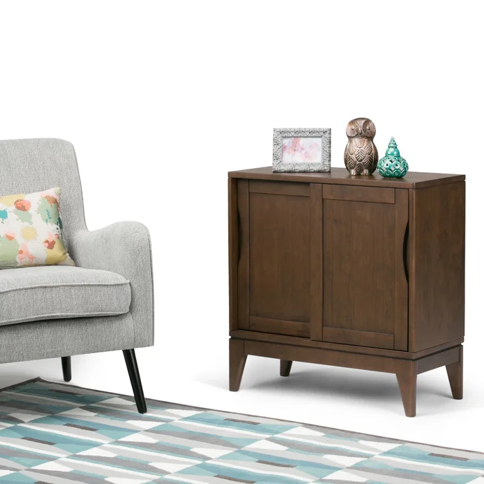 WYNDENHALL Pearson SOLID HARDWOOD 30 inch Wide Mid Century Modern Low Storage Cabinet – 30″w x 14″d x 31″h