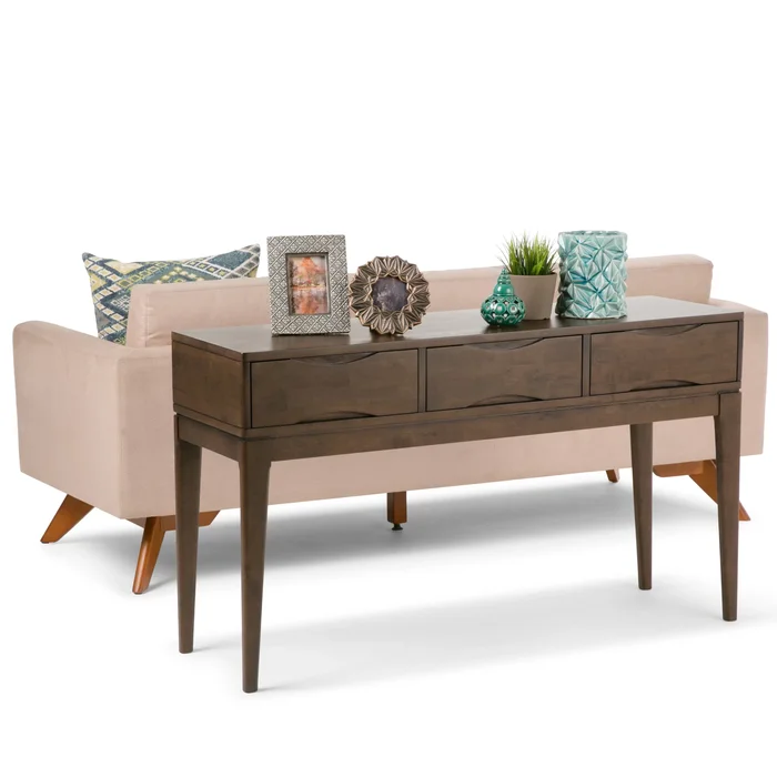 WYNDENHALL Pearson SOLID HARDWOOD 54 inch Wide Mid Century Modern Console Sofa Table – 54 W x 16 D x 31 H