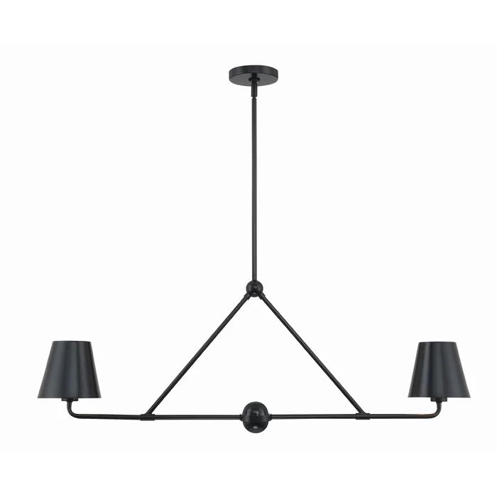 Xavier 2 Light Matte Black Chandelier – 42″W x 15″H
