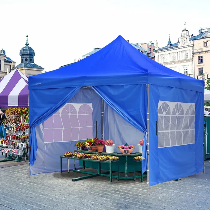 Zenova 10×10 Pop Up Canopy Tent Instant Folding Shelter With 4 Sidewalls with Free Mosquito Net