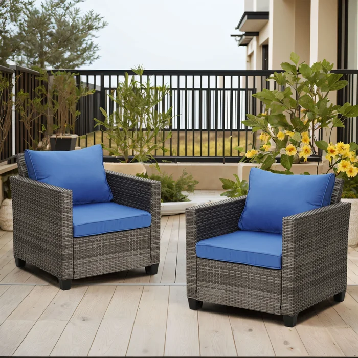 Zenova Rattan 2-piece Outdoor Furniture Set Rattan Sofa Sectional Set